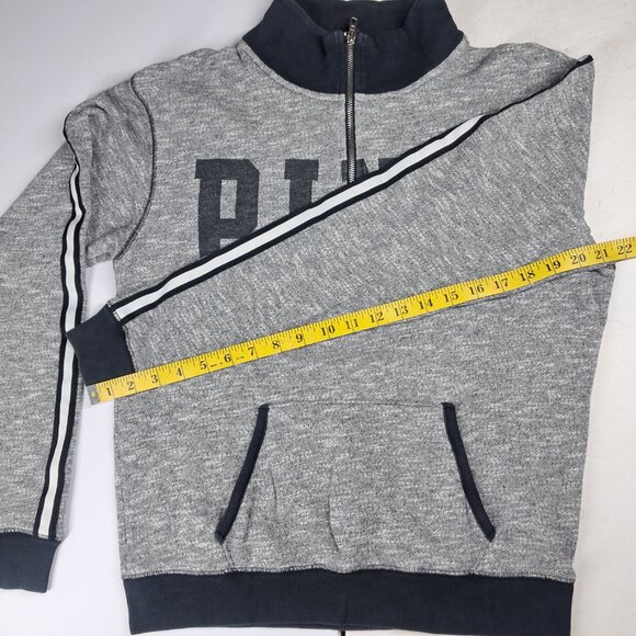 V/S PINK Limited Edition  XS Quarter Zip Pullover Front Pocket Fleece Gray White - Picture 10 of 11